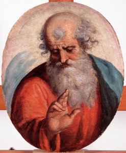 Voorstelling van de Heilige Vader (De eeuwige vader) Schilderij door Luca Cambiaso (1527-1585) Dim 41,7x33,5 cm Genua, Musei di Strada Nuova (ex Palazzo Bianco)