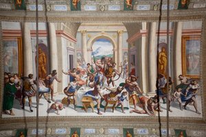 Het verhaal van Odysseus (de terugkeer), plafond van Salone Cambiaso door Luca Cambiaso