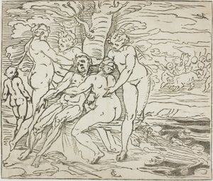 Venus rouwt om de dood van Adonis door Luca Cambiaso