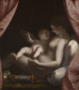 Venus en Cupido door Luca Cambiaso