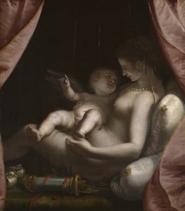 Venus en Cupido, ca. 1570 door Luca Cambiaso