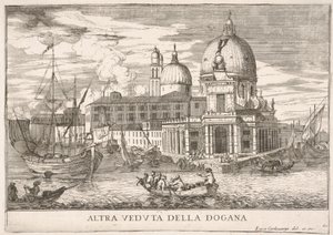 Plaat 61: Uitzicht op het douanehuis Dogana da Mar bij de samenvloeiing van het Canal Grande..., 1703