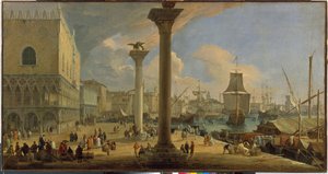 De Molo en het Dogepaleis (Venetië, Italië) door Luca Carlevaris