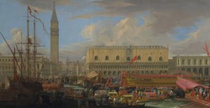 De Bucintoro Vertrekt uit het Bacino di San Marco, 1710 door Luca Carlevaris