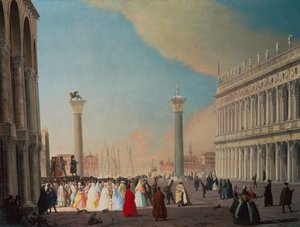 De Piazzetta, Venetië, kijkend naar het Zuiden vanaf de Voorgevel van San Marco door Luca Carlevaris
