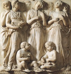 Detail van Cantoria (koorgalerij) in de Kathedraal van Santa Maria del Fiore, Florence door Luca Della Robbia
