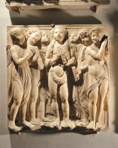 Laudate Eum in cymbalis bene sonantibus (Salmo 150, Laudate Dominum), paneel met putti en engelen die cymbal spelen door Luca Della Robbia