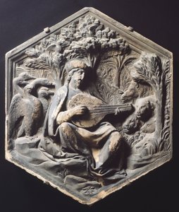 Muziek (Orpheus) door Luca Della Robbia