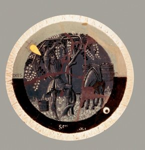 September: de oogst, terracotta door Luca della Robbia