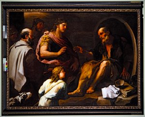 Alexander en Diogenes door Luca Giordano
