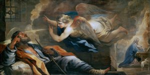 Barok: De droom van St. Joseph door Giordano, Luca (1632-1705), ca. 1696 door Luca Giordano