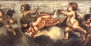 Putti die spelen (centraal detail) door Luca Giordano