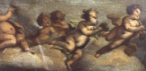 Putti die spelen (detail) door Luca Giordano