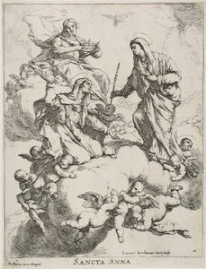 Sint Anna Ontvangen in de Hemel door Christus en de Maagd door Luca Giordano