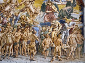 Gezegenden in het paradijs, uit Laatste Oordeel fresco cyclus door Luca Signorelli