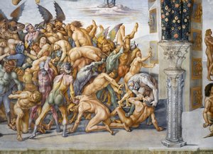 Verdoemden in de hel, uit het Laatste Oordeel fresco cyclus
