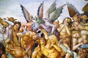 Verdoemden in de hel, uit Laatste Oordeel fresco cyclus door Luca Signorelli