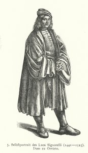 Zelfportret van Italiaanse Renaissance kunstenaar Luca Signorelli door Luca Signorelli