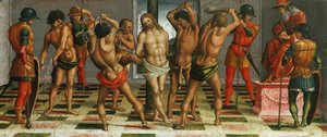 De Geseling van Christus Rouw over de Dode Christus, Predella paneel door Luca Signorelli