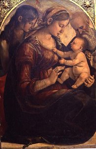 De Heilige Familie met Johannes de Doper door Luca Signorelli