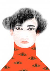 Surrealistische vrouw met ogen