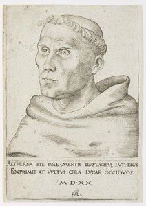 Martin Luther, buste in driekwart zicht door Lucas Cranach the Elder