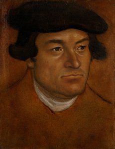 Portret van een man met een zwarte pet door Lucas Cranach the Elder