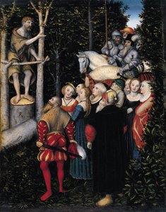 De preek van Johannes de Doper door Lucas Cranach the Elder