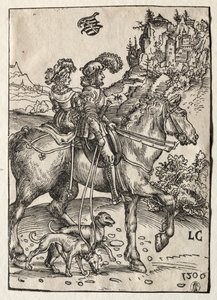 Een Heer en een Dame op Weg naar de Jacht