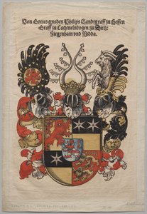 Wapen van Filips, landgraaf van Hessen door Lucas Cranach