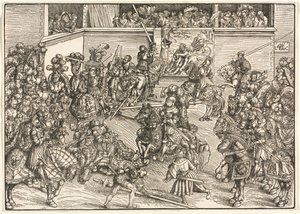 Het Tweede Toernooi met het Wandtapijt van Sampson en de Leeuw door Lucas Cranach