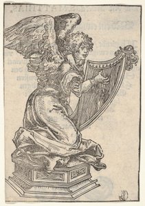 Een Zilveren Beeldje van een Engel die de Harp Speelt, uit de Grote Serie van Wittenberg Relikwieën, 1509 door Lucas Cranach the Elder