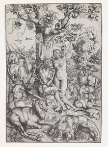 Adam en Eva in het Paradijs door Lucas Cranach the Elder