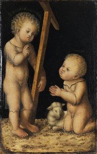 Christus en Johannes de Doper als kinderen door Lucas Cranach the Elder