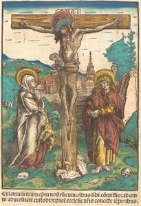 Christus aan het Kruis tussen de Maagd en Sint Jan door Lucas Cranach the Elder
