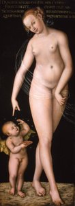 Duits: Venus und Amor als Honigdieb Venus met Cupido die honing steelt door Lucas Cranach the Elder