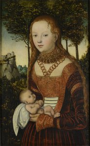 Jonge moeder met kind (zogenaamde "Boetedoening van St John Chrysostom") / De prinses verkracht door St Chrysostom door Lucas Cranach the Elder