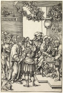 Pilatus wast zijn handen, uit The Passion door Lucas Cranach the Elder