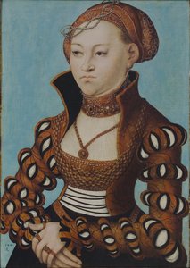 Portret van prinses Maria van Saksen met bruidskroon door Lucas Cranach the Elder