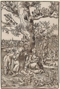 Rust tijdens de vlucht door Lucas Cranach the Elder