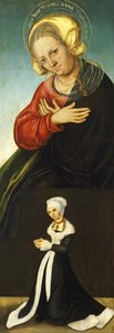 Sint Anna met hertogin Barbara van Saksen als schenker, ca. 1514 door Lucas Cranach the Elder
