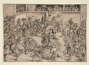 Het tweede toernooi (met het wandtapijt van Samson en de Leeuw) door Lucas Cranach the Elder