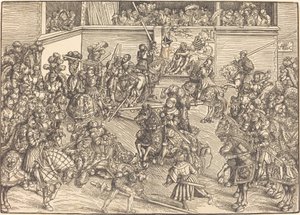 Het Tweede Toernooi met het Wandtapijt van Samson en de Leeuw door Lucas Cranach the Elder
