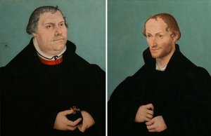 Portret van Maarten Luther amp; Portret van Philippe Melanchthon door Lucas Cranach the Younger