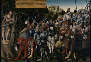 De preek van Johannes de Doper, 1549 door Lucas Cranach the Younger