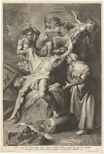 Job Gekweld door Demonen en Mishandeld door Zijn Vrouw door Lucas Emil Vorsterman after Sir Peter Paul Rubens