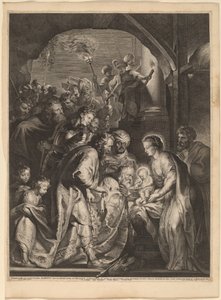 De aanbidding der wijzen door Lucas Emil Vorsterman, after Sir Peter Paul Rubens
