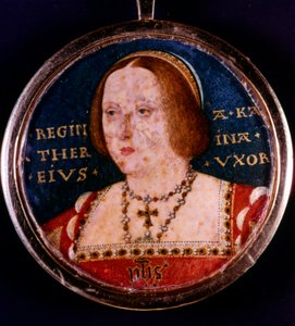 Catherine van Aragon, eerste vrouw van Hendrik VIII, ca. 1510-1533 door Lucas Horenbout