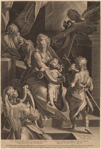De Heilige Familie en twee engelen