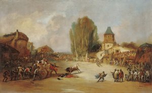 Goring bij een dorpsstierengevecht